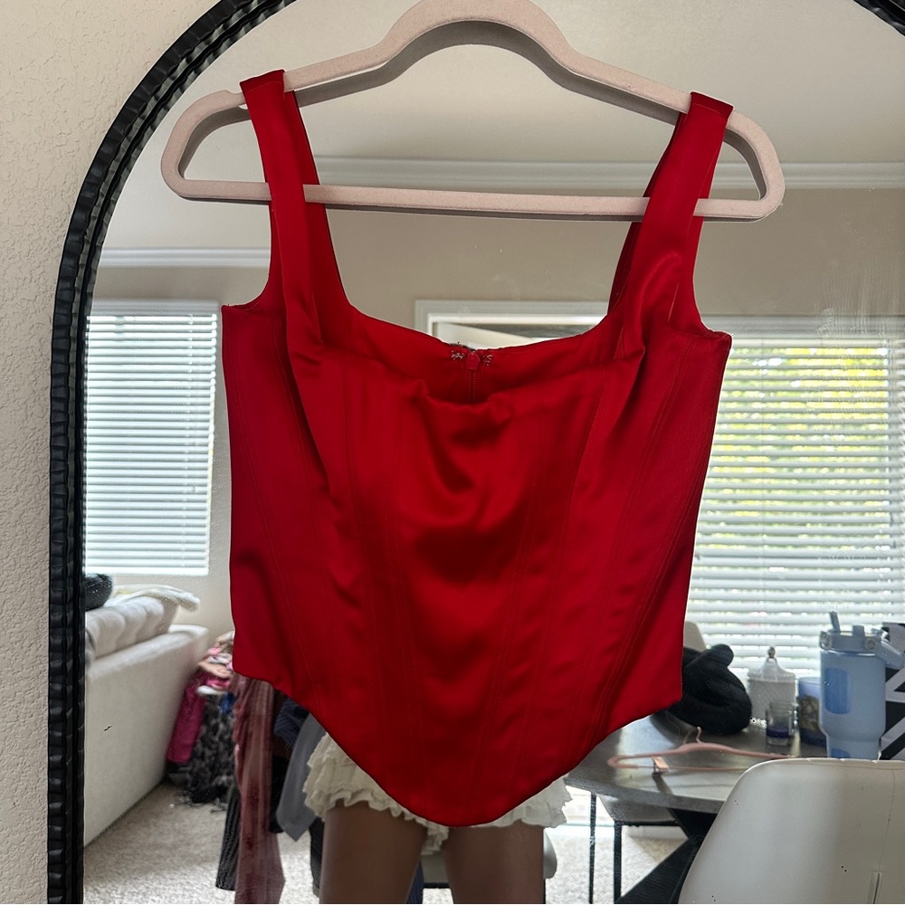Elegant Red Women's Corset Crop Top Size Small